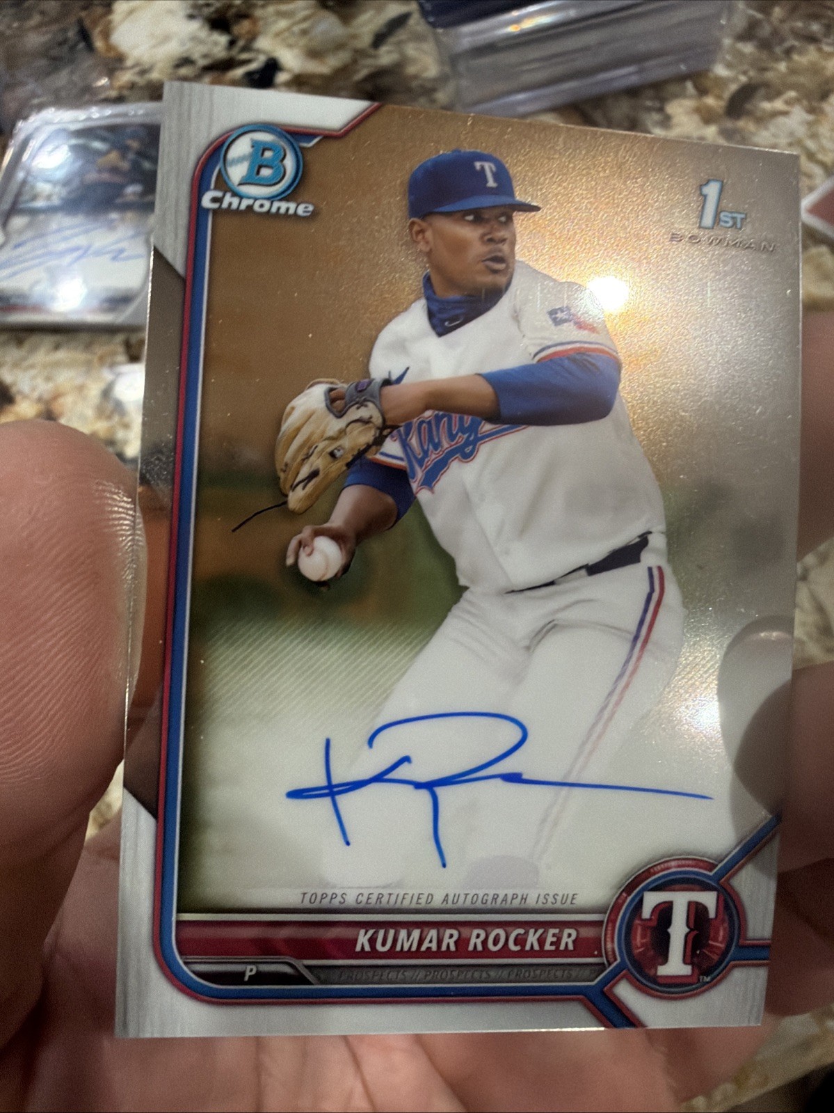 2022 Kumar Rocker Bowman Chrome Draft Rookie Base Auto CDA-KR