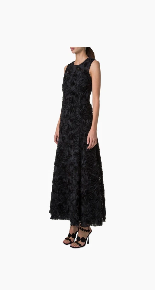 Akris Punto 3D Floral Mixed Media A-Line Midi-Dress - Image 3 of 4