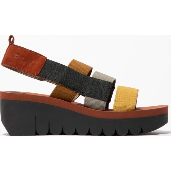 Fly London Yere Yere847fly Brown Beige Brick Strappy Wedge Sandal RRP £84.99