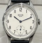 KUOE KYOTO OLD SMITH 90-001 Quartz Watch Black Band Cream Dial Blue Needle 35mm