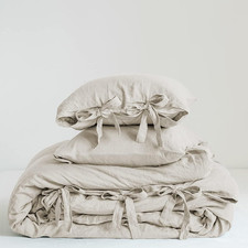 100 Linen Duvet Cover Set, 3 Pieces Belgian Flax Breathable Bedding, King Size
