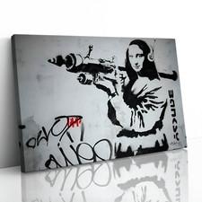 Mona Lisa Bazooka Banksy Canvas Framed Print Picture Wall Art