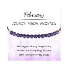 February Birthstone Bracelets for Women Girls, Handmade Amethyst Gemstone Bracel