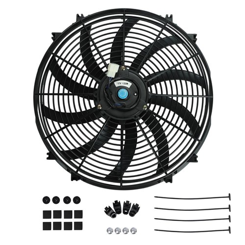 16" Electric 12V Radiator Slim Pull Fan 3000CFM 120W Thermostat Wiring Relay Kit - Picture 6 of 12