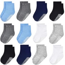 Baby Socks Non Slip 12 Pairs Toddler Anti Skid Socks for 0-7 Years Infants Li...
