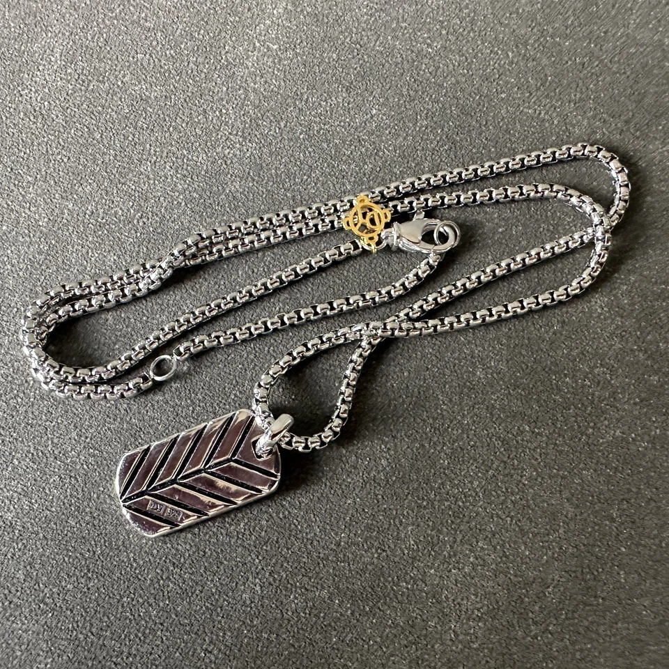 Colgante Etiqueta de Perro Colección David Yurman Chevron Esterlina con Pavé Arco Iris Dia. 22" Foto 3 de 4