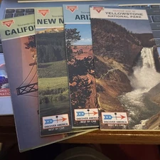 Vintage 1970 Lot Of Four Conoco Outside Maps - CA, NM, AZ And Yellowstone