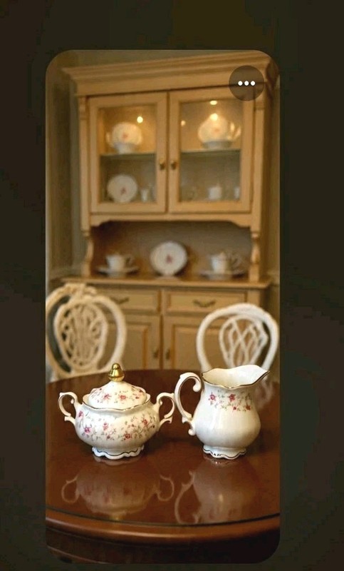 Mitterteich  German  Creamer,Sugar Bowl Lady Claire Tea Party PinkRose Gold Gilt