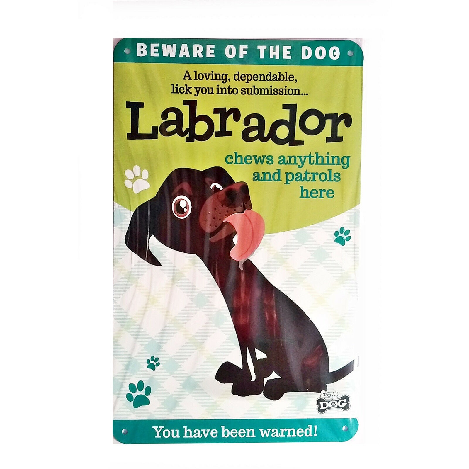 Wags & Whiskers  Dog Sign/Plaque ""Labrador (Brown)"" - Tin Plaque
