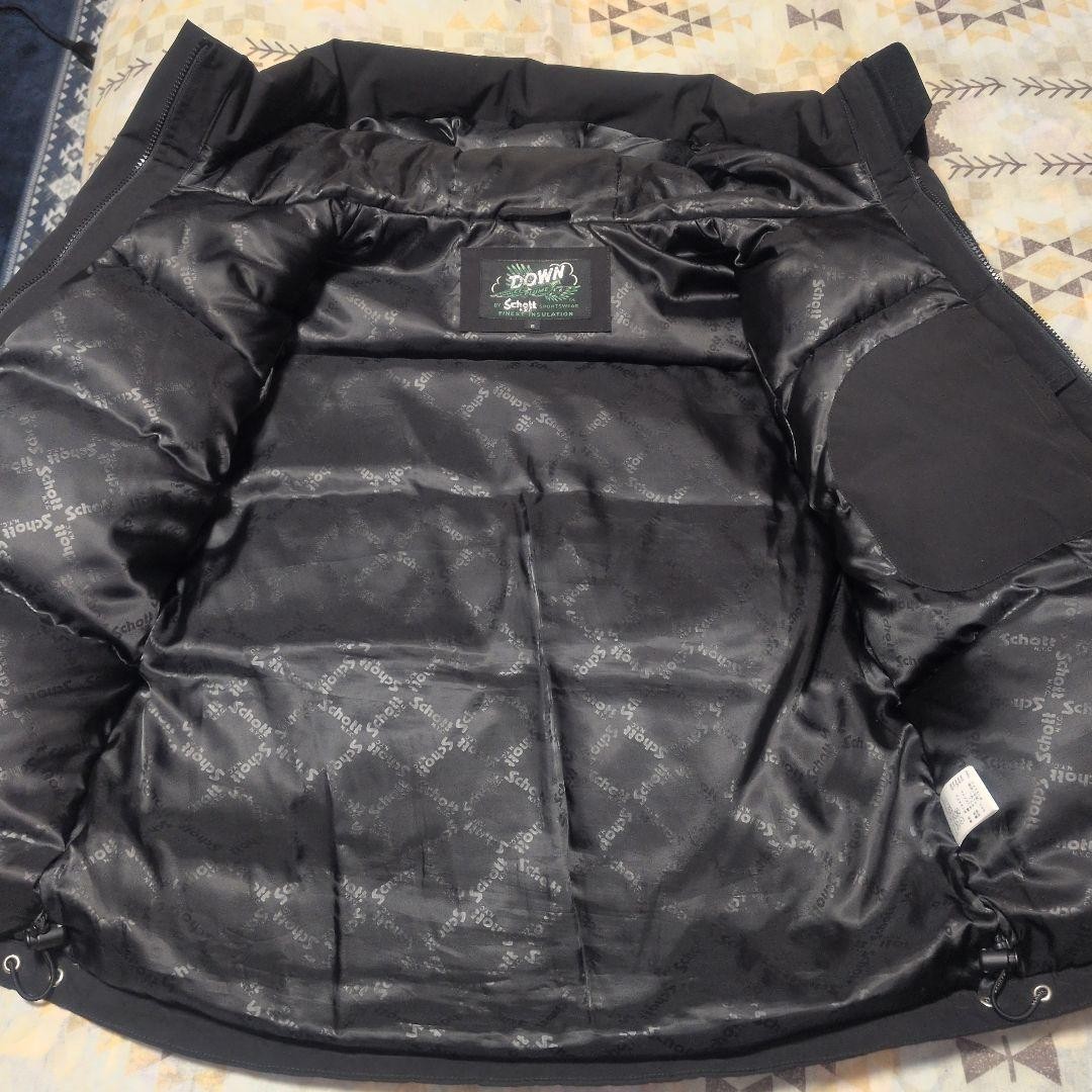 Schott 2TONE DOWN JACKET Coat Polyester Black Log… - image 14