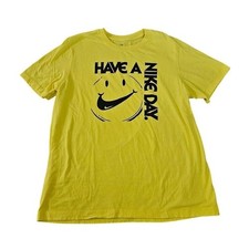 Nike Mens Have A Nike Day Smiley Face Graphic T-Shirt Yellow Size Large