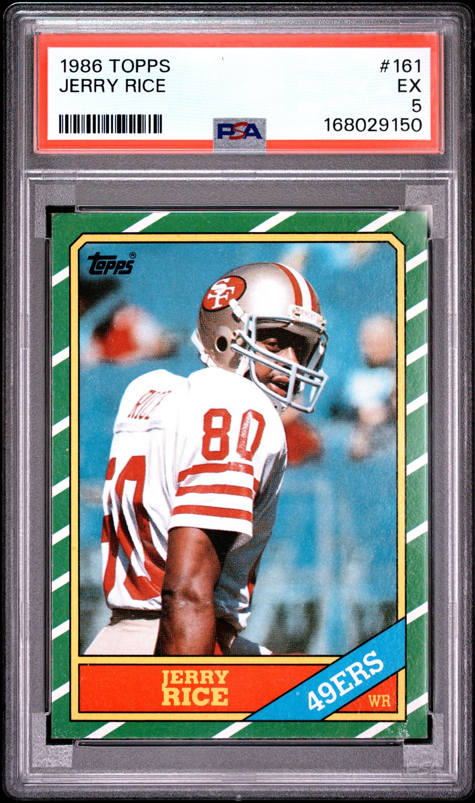 1986 TOPPS #161 JERRY RICE ROOKIE RC PSA 5 view 1