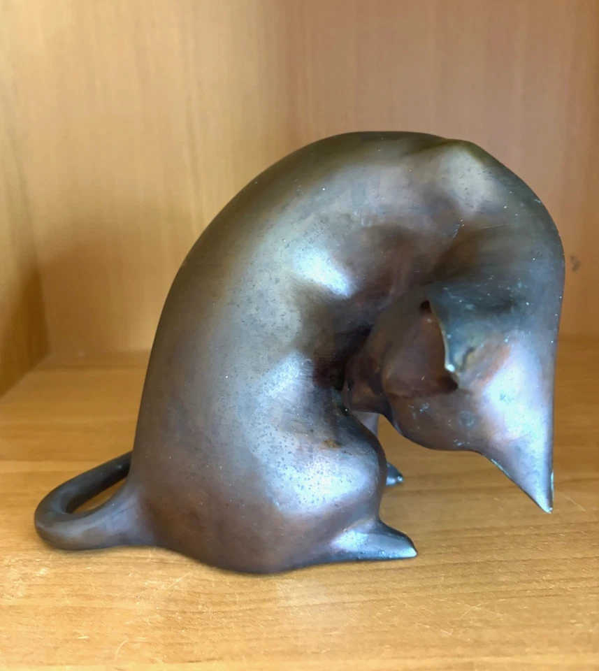 Gato sentado vintage latón tono bronce 5"h Foto 2 de 4