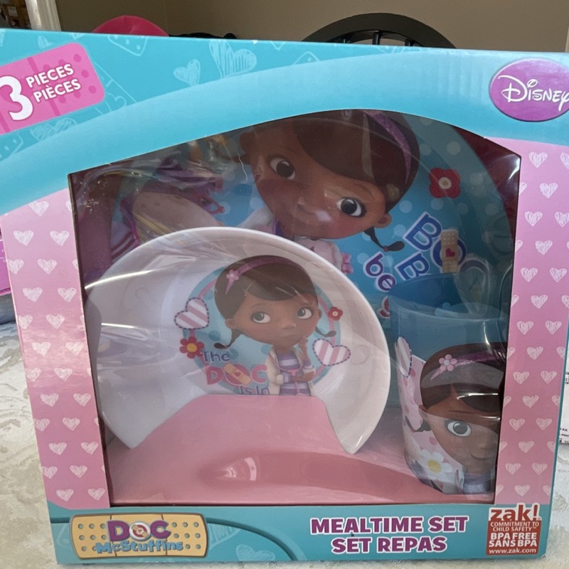 Disney Doc McStuffins 3-Piece BPA-Free Kids Bowl Plate Cup Set Plastic