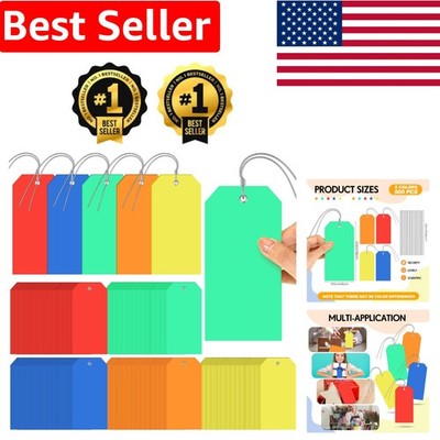 Rainbow Set of 500 Plastic Hang Tags with Wires - Perfect for Inventory & Crafts