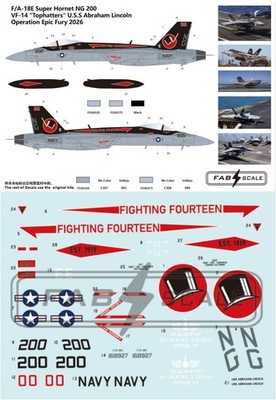 FabScale 1/72 F/A-18E Super Hornet VF-14 Tophatters Operation Epic Fury Decals