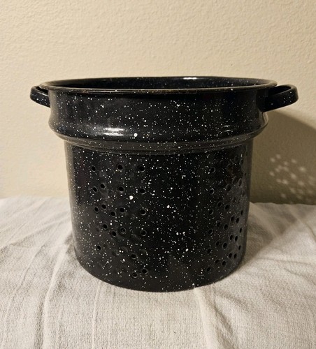 Black And White Speckled Enamel Cooking Strainer W/Handles REPLACEMENT 11"x7.5"