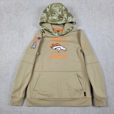 Denver Broncos Nike NFL Hoodie Boys Youth L Beige Pullover Salute to Service