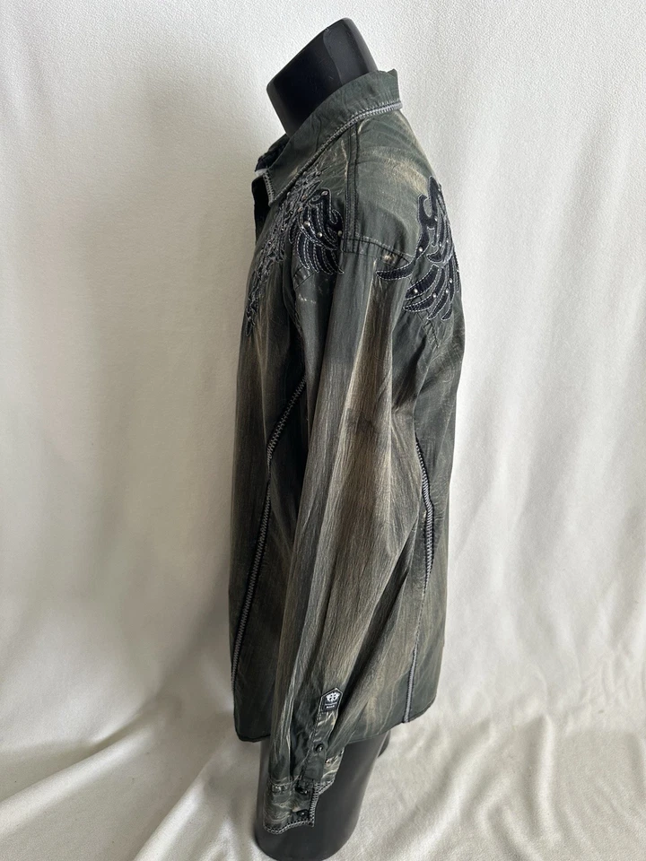 Camisa Roar Signature para hombre XXL verde bordada/tachonada manga larga abotonada Foto 2 de 4