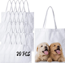 20 Pack Canvas Tote Bags Bulk Sublimation Blanks Tote Bags Polyester Medium Reus