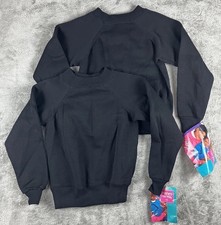 Vintage 90s Hanes Her Way Girls Crewneck Sweatshirt Lot Of 2 Size 5 Black NOS