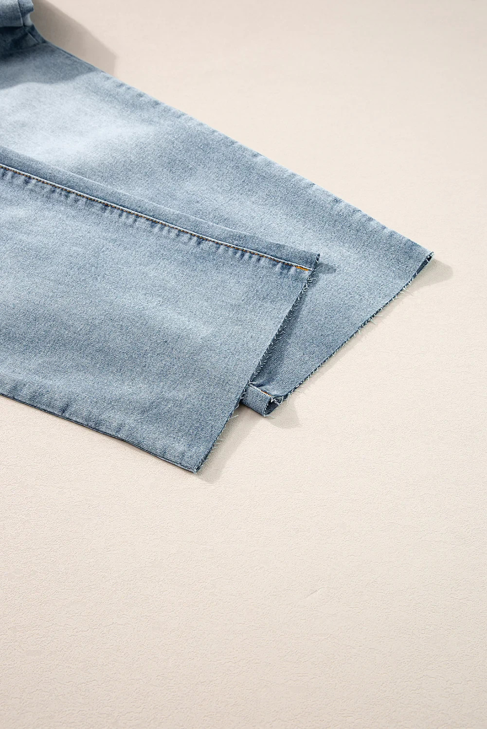 Women’s Light Blue Acid Wash Straight Leg Jeans Raw Hem High Waist Pants UK 12 image 3