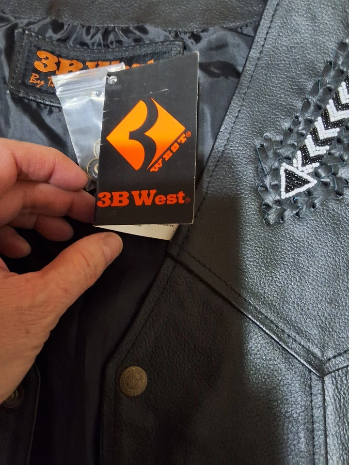 Chaleco de cuero occidental 3B West para hombre - talla L NOMBRE DEL PRODUCTO PAUL NUEVO CON ETIQUETAS Foto 3 de 4