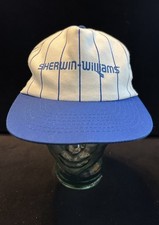 Vintage Sherwin Williams Blue Striped Hat Cap Rare