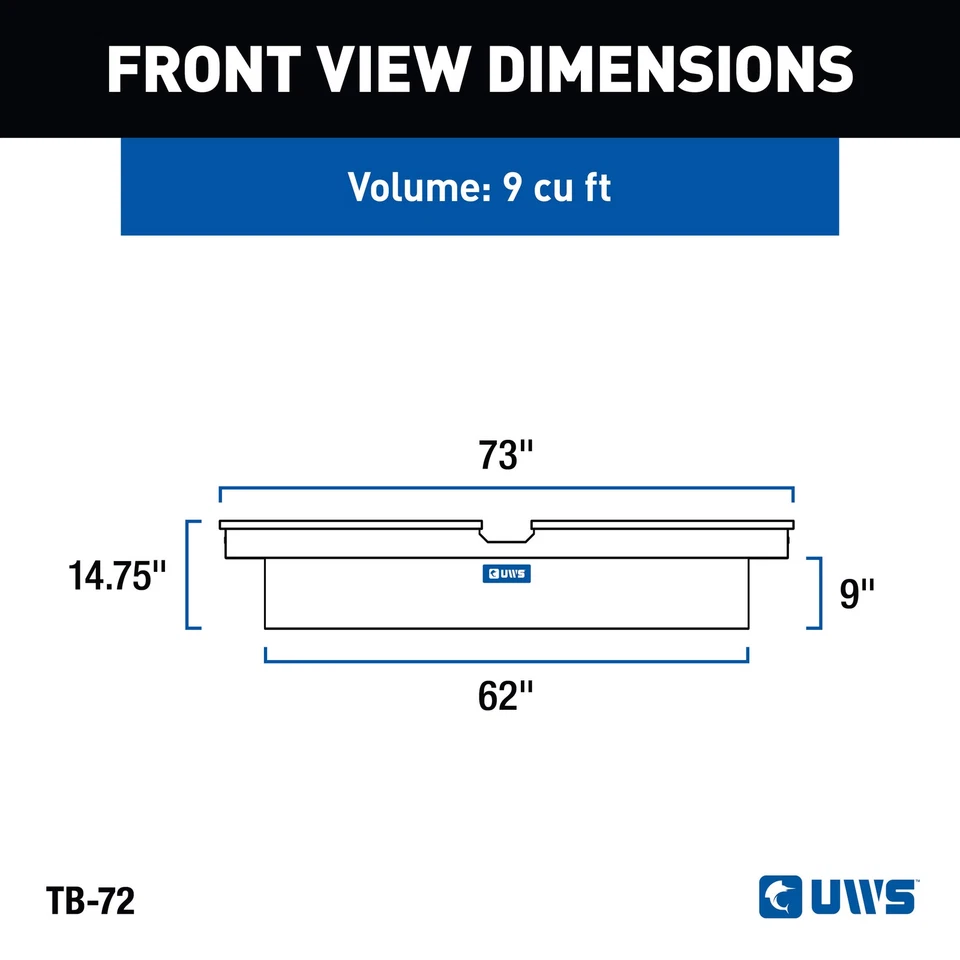 UWS 72" Gull Wing Crossover Truck Tool Box Heavy Packaging Bright Aluminum - Imagem 2 de 4