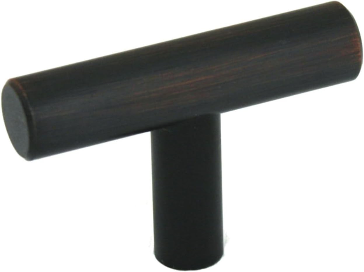 Rubbed Bronze 2" Cabinet Hardware Euro Style T Bar Knob