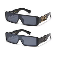 LOCS Sunglasses Big LOCS Logo Flat Top Black Plastic Frame Dark Shield Lenses.