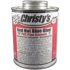 Christy's Red Hot Blue Glue PVC Pipe Cement, Medium Body, Fast Set, Pint,