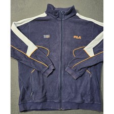 Fila US Open 2001 Fleece Track Jacket Navy Blue 2XL Zip Up Athletic VTG Y2K