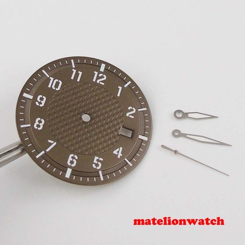 Fit For NH35/NH35A Sterile Watch Dial+Hands Black/White/Green/Coffee Date Window - Picture 2 of 10