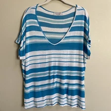 Michael Stars Blue Stripe Dolman Short Sleeve T-Shirt OS