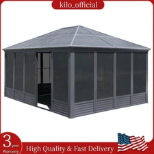 13x16.5FT Outdoor Sunroom Hardtop Gazebo All Weather Solarium Screen House Patio
