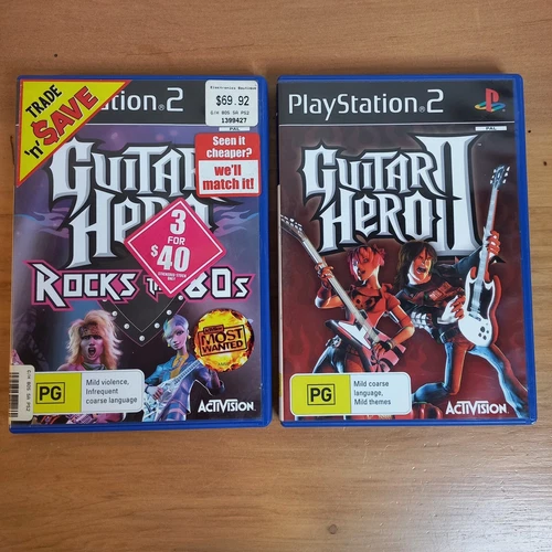 PS2 Guitar Hero II 2 + Rocks The 80s PAL Playstation 2 Bundle Bulk Lot