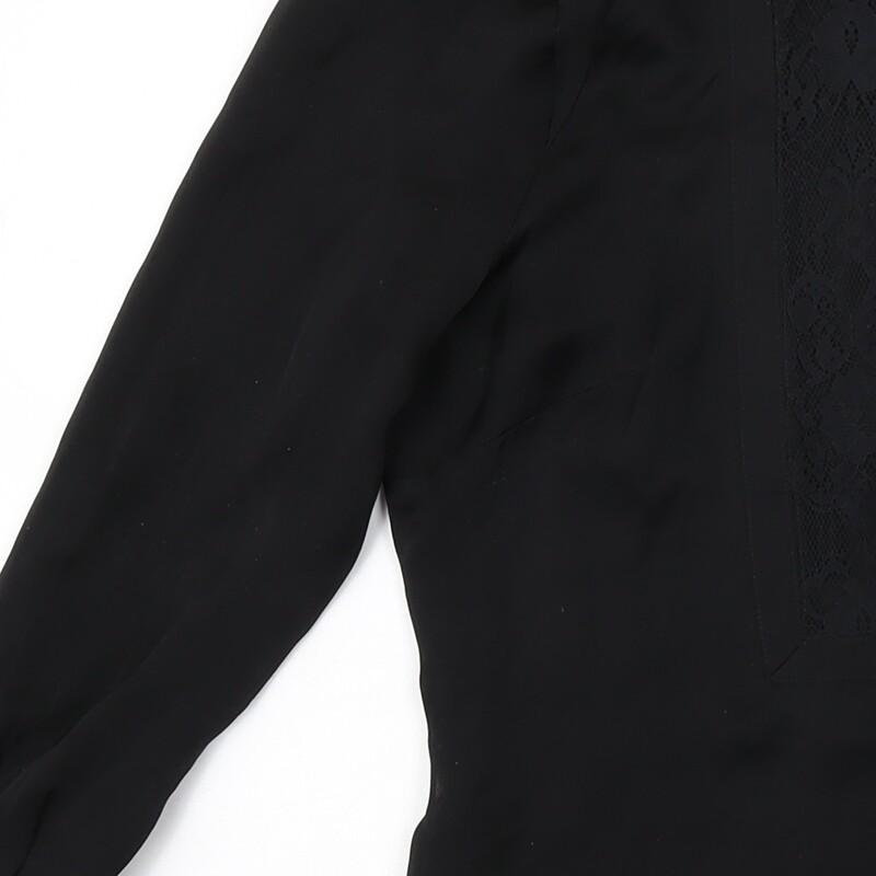 Warehouse Womens Black Silk Basic Button-Up Size … - image 10