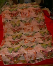 LONG SEE THROUGH SCARF WITH BUTTERFLIES 13" X 64" MIGHT BE SILK