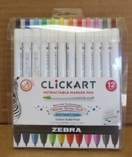 ZEBRA 69012 CLICK ART 0.6MM BULLET POINT RETRACTABLE MARKER PENS 12 PK NEW