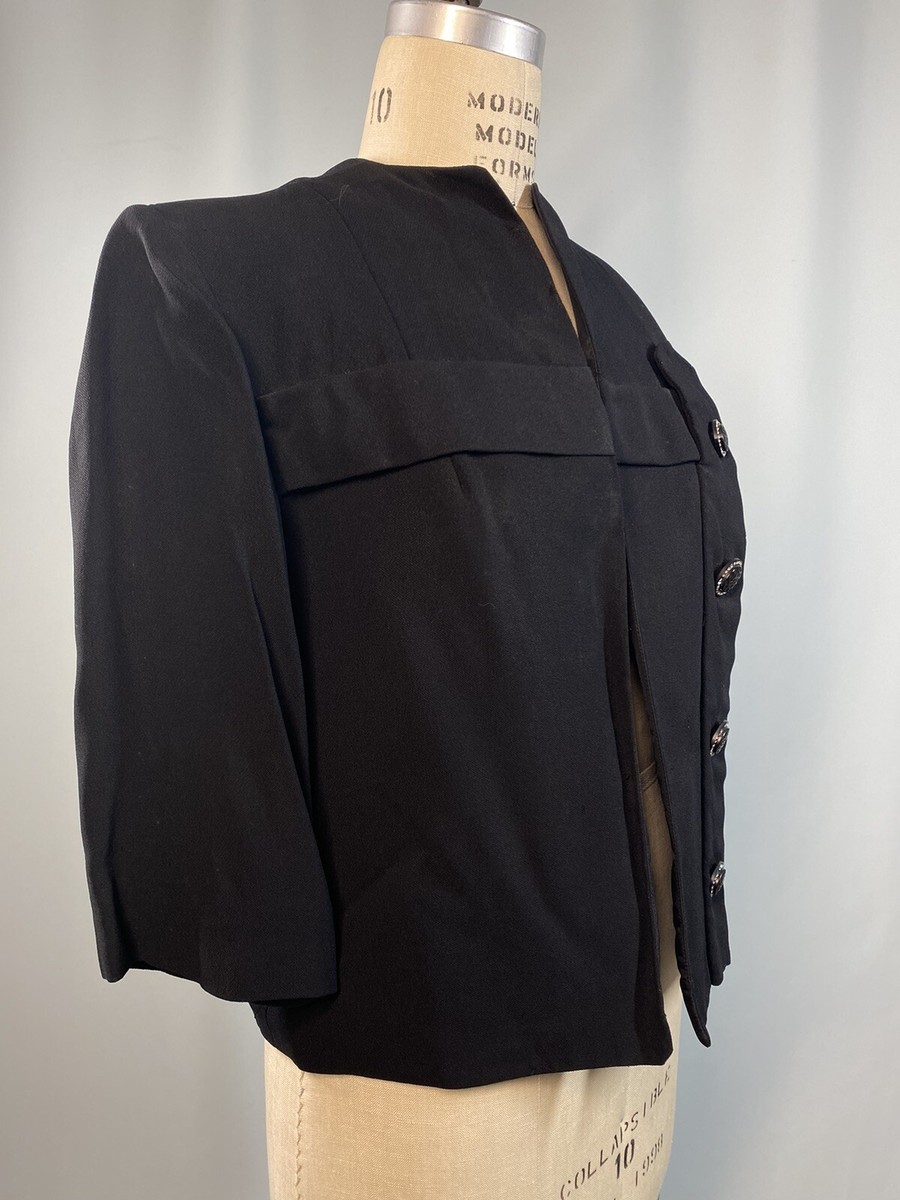 ジャケット CREPE SHORT JACKET Vintage Short Jacket SIZE LARGE black crepe FRANKLIN