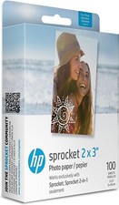 HP Sprocket 2x3" Premium Zink Sticky Back Photo Paper 100 Sheets 