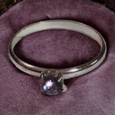 Silver Tone Ring with Purple Colored Rhinestone