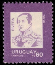 URUGUAY 1323 - Fructuoso Rivera "1990 Purple" (pb64485)