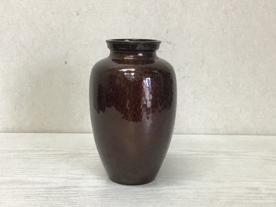 Y2530 FLOWER VASE Copper inlay signed box Japan antique ikebana decor interior - Image 3 of 4