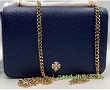 Tory Burch Carter Adjustable Shoulder Bag / Crossbody Color  Royal Navy Leather
