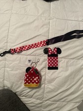 Disney Minnie Mouse W/Ears Coin/Cash/Cards Pouch/Bag/Keychain/Bag Charm , Etc