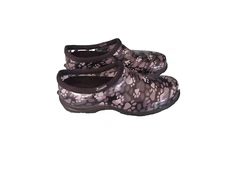 Sloggers Garden Clogs Women's 9 M Synthetic Black Paw Print Made In The USA