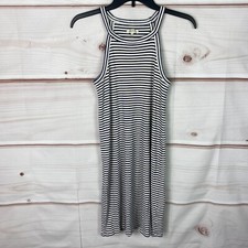 Madewell Dress Women S Blue White District Tank Halter Neck Ribbed Knit Pullover