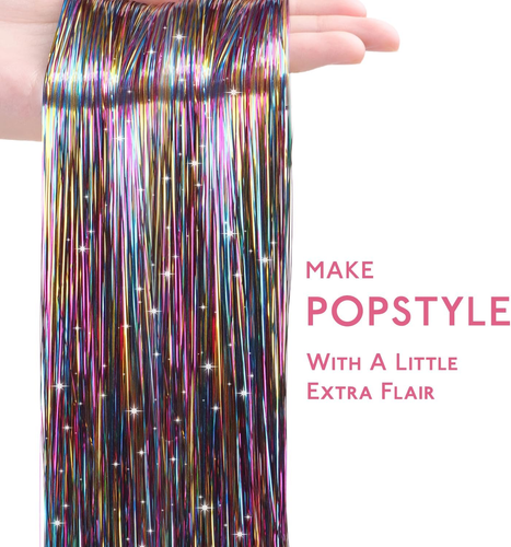 Pennello per Capelli, Colori Misti, 120 Cm, Tinsel, 1200 Ciocche Di Brillantini, - Foto 2 di 6